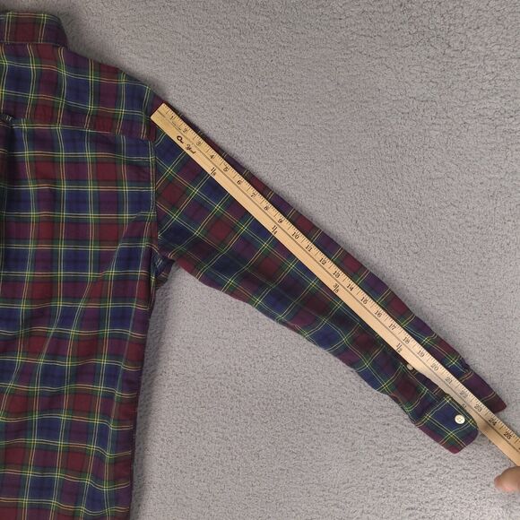Chaps Shirt Mens Medium Plaid Multicolor Cotton Oxford Long Sleeve Button Down - Picture 14 of 15